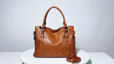 Fashionable Designer Soft Leather Retro Tote Bag - Large Capacity, Multi-pocket Organizer - Casual Ladies Shoulder & Crossbody Bag with Adjustable Strap - Perfect Mothers Day Gift for Her - Durable, Stylish, and Versatile Pur