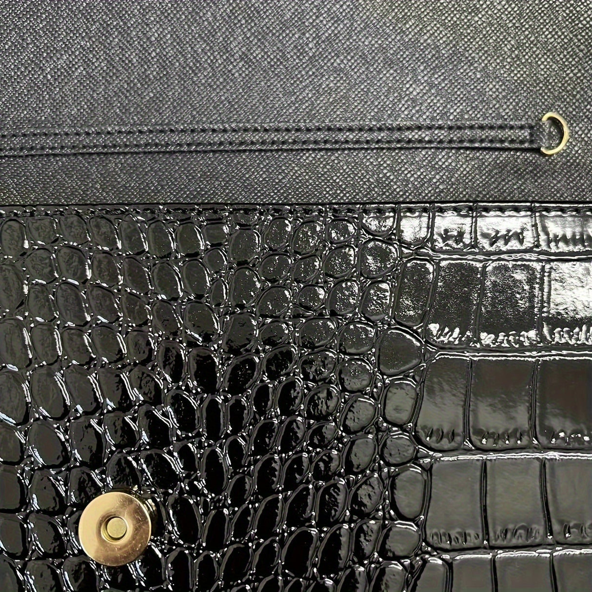 Elegant Clutch Bag For Women, Crocodile Pattern Envelope Handbag, Luxury Patent PU Leather Flap Purse