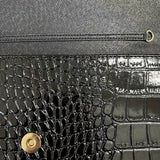 Elegant Clutch Bag For Women, Crocodile Pattern Envelope Handbag, Luxury Patent PU Leather Flap Purse
