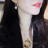 Heart Shape Hook Earrings Inlaid Shiny zirconia Elegant Copper Fine Jewelry Gifts