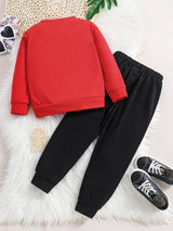 Girl's 2pcs, Sweatshirt & Sweatpants Set, Love Heart Print Long Sleeve Top, Casual Outfits, Kids Clothes For Spring Fall