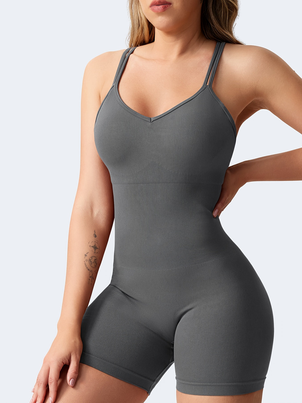 [For Women Scrunch Butt Romper] Workout Backless Jumpsuits Scrunch Butt Form Romper Bodysuits For Women Shorts Body Shaper