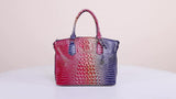 Chic Crocodile Embossed Womens Handbag - Top Handle Satchel with Roomy Interior & Convertible Crossbody Strap - Fashion Purse for Everyday Style