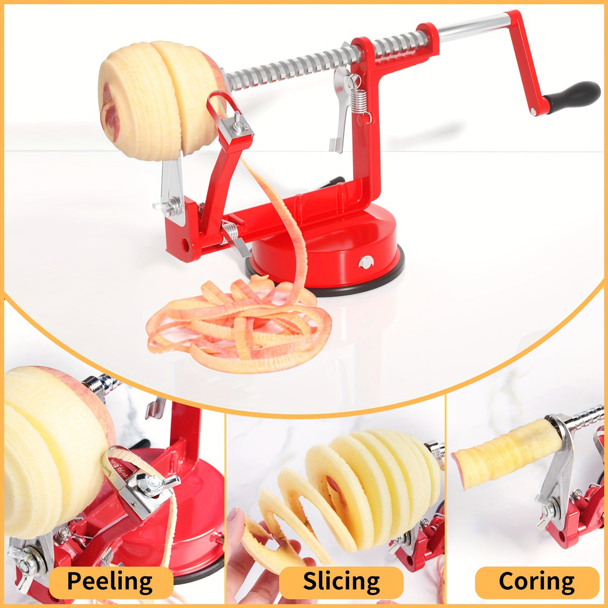 1pc, OOKUU Apple Peeler Corer 3 In 1 Apple Peeler Slicer Corer With Powerful Suction Base And Stainless Steel Blades