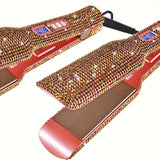 Hair Straightener, Crystal Rhinestone Decor Professional Hair Straightener Flat Iron, 1.7 Inch Titanium Flat Iron Straightening Iron, High Heat 480 °F, Bling Titanium Hair Flat Iron