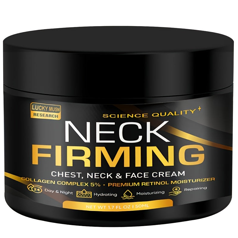 LUCKY MUSN Advanced Retinol Overnight Lotion for Neck Firming - 1.7fl.oz Science-Backed with 5% Collagen, Hyaluronic Acid & Peptides, Day & Night Hydration to Smooth Wrinkles, Tighten & Renew Light Beige