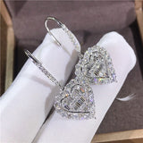 Heart Shape Hook Earrings Inlaid Shiny zirconia Elegant Copper Fine Jewelry Gifts