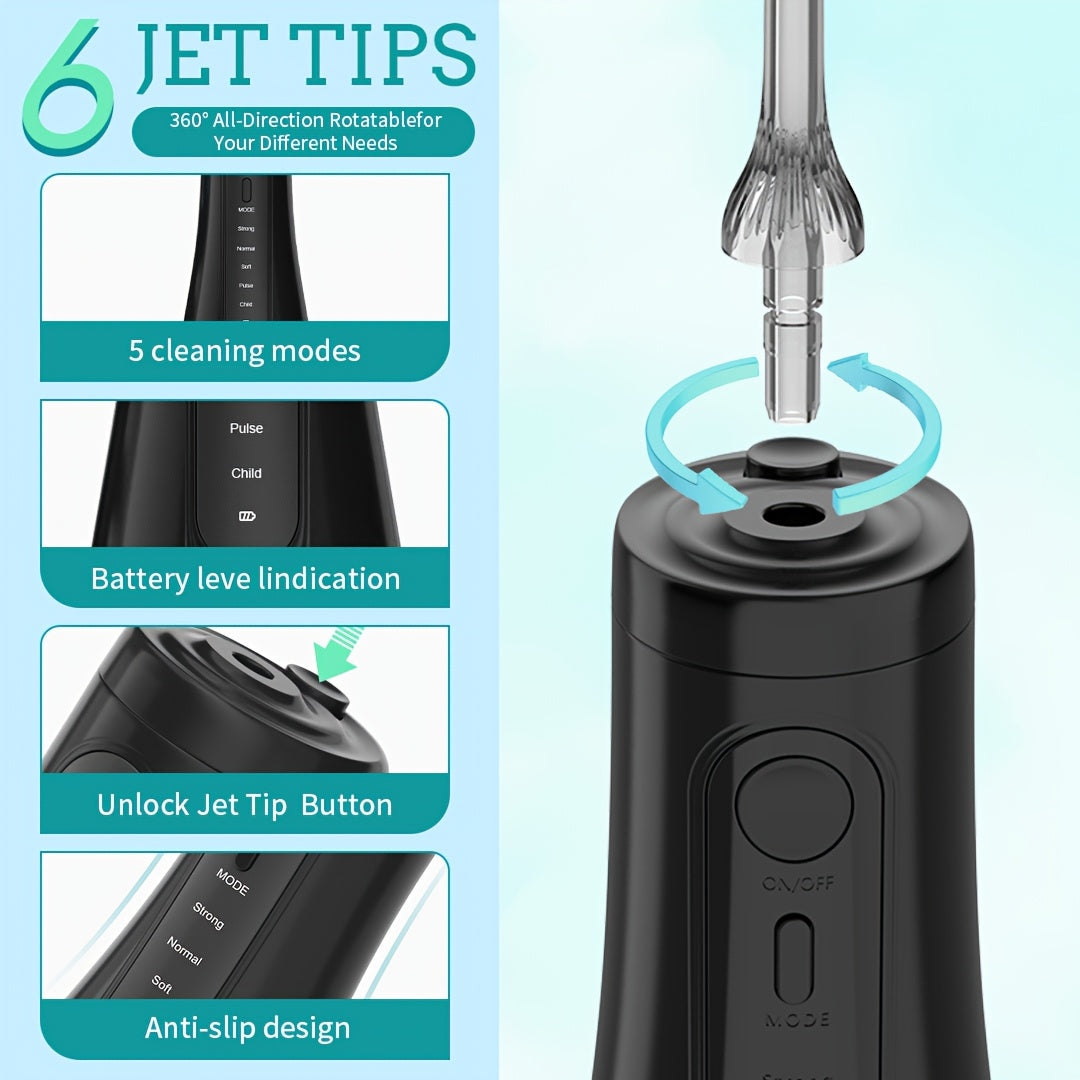Sejoy Sonic Electric Toothbrush & Water Flosser Set - USB Rechargeable, 1800mAh Lithium Battery, Includes 4 Soft Bristle Brushes & 6 Jet Tips, Sleek Black Design, Ideal for Home & Office, Perfect Christmas Gift, Home Dental C