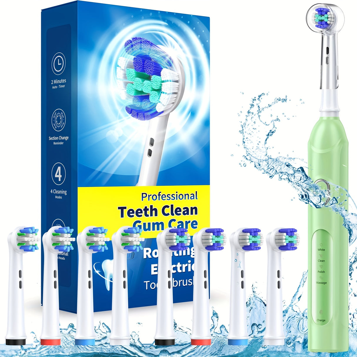 Rotating Electric Toothbrush For Adults, 4 Modes Deep Clean Electric Toothbrush With Rechargeable Power, Fast Charge
