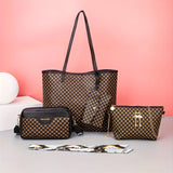 Quilted Detail Tote Bag Set: Classic Shoulder Chain Bag, Crossbody Purse with Scarf Decor