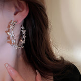 Sterling Silver Exaggerated Butterfly Shaped Hoop Earrings - Statement Jewelry for Women with Unique Personality and Temperament, Elegant Ear Accessories with Delicate Needle Details, Perfect for Everyday Wear or Special Occa