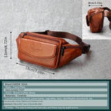 Classic Fanny Pack Genuine Leather Waist Bag For Men & Women, Fashionable Top Layer Cowhide Multi-Pocket Waist Belt Bag For Travel Hiking Cycling Fishing Running