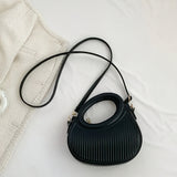 Chic Black Embossed Stripe Crossbody Bag for Women - Elegant Synthetic Leather Handbag with Golden-Tone Hardware, Versatile Shoulder Purse for Everyday Use, Versatile Shoulder Bag | Chic Stripe Design | Luxury Look Purse