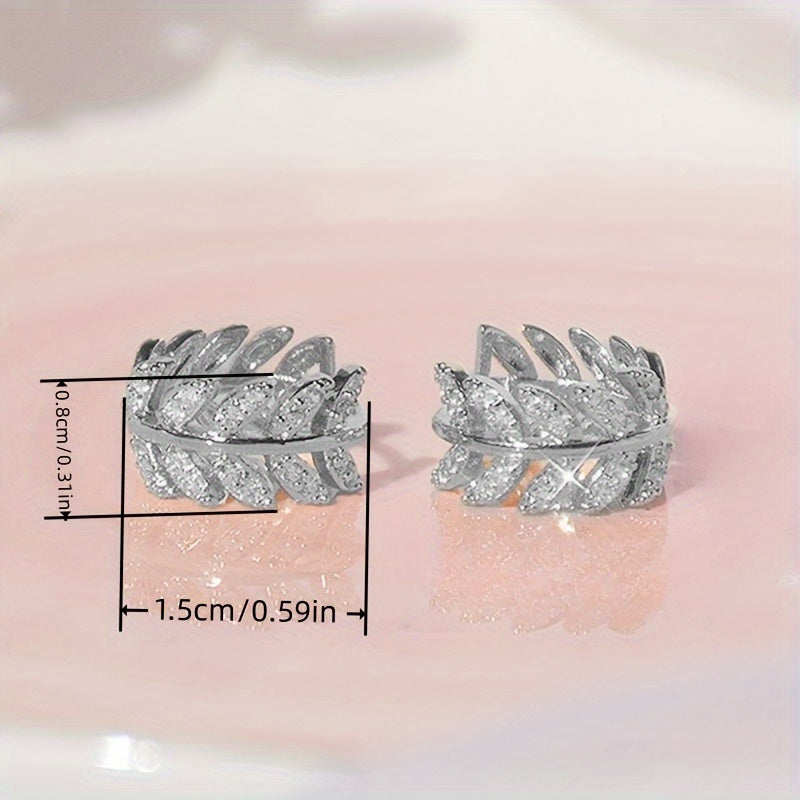 Small Exquisite Olive Branch Leaf Hoop Earrings - For Women - Party Proposal Birthday Gifts Jewelry