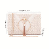 Stylish Chain Shoulder Bag, Retro Tassel Decor Braided Handbag, Versatile Banquet Evening Party Clutch Purse - Perfect for Carnival Mardi Gras Music Festival