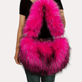 [Heart Shaped Plush Shoulder Bag] Plush Love Heart Shaped Shoulder Bag, Y2K Fluffy Tote Bag, Faux Fur Underarm Bag Purse For Women