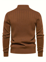 Men's Casual Cotton Warm Slightly Stretch Half Zipper Stand Collar Pullover Sweater For Men Fall Winter