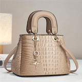 Luxurious PU Crocodile Print Tote Bag - Spacious Interior, Zipper Closure, Polyester Lining, Top Handle Satchel, Shoulder Bag, Crossbody Bag & Purse - Elegant Womens Fashion Handbag with Edge Painted Details