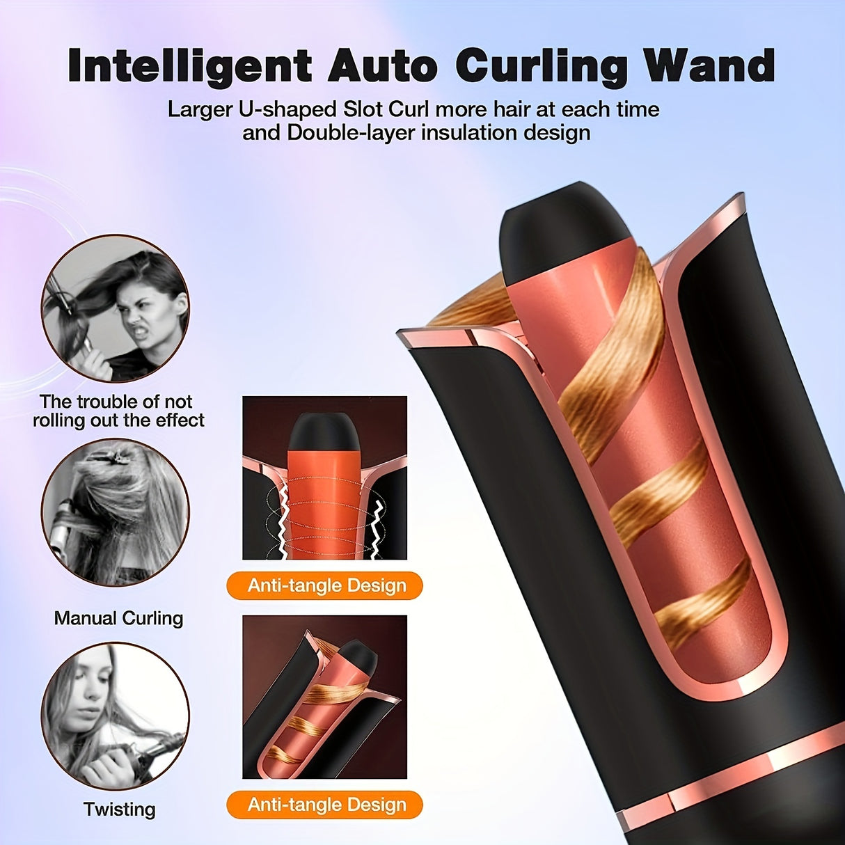 Ceramic Auto Hair Curler | Fast-Heating Rotating Wand | Efficient Styling Tool | Ideal Unisex Gift | US Plug