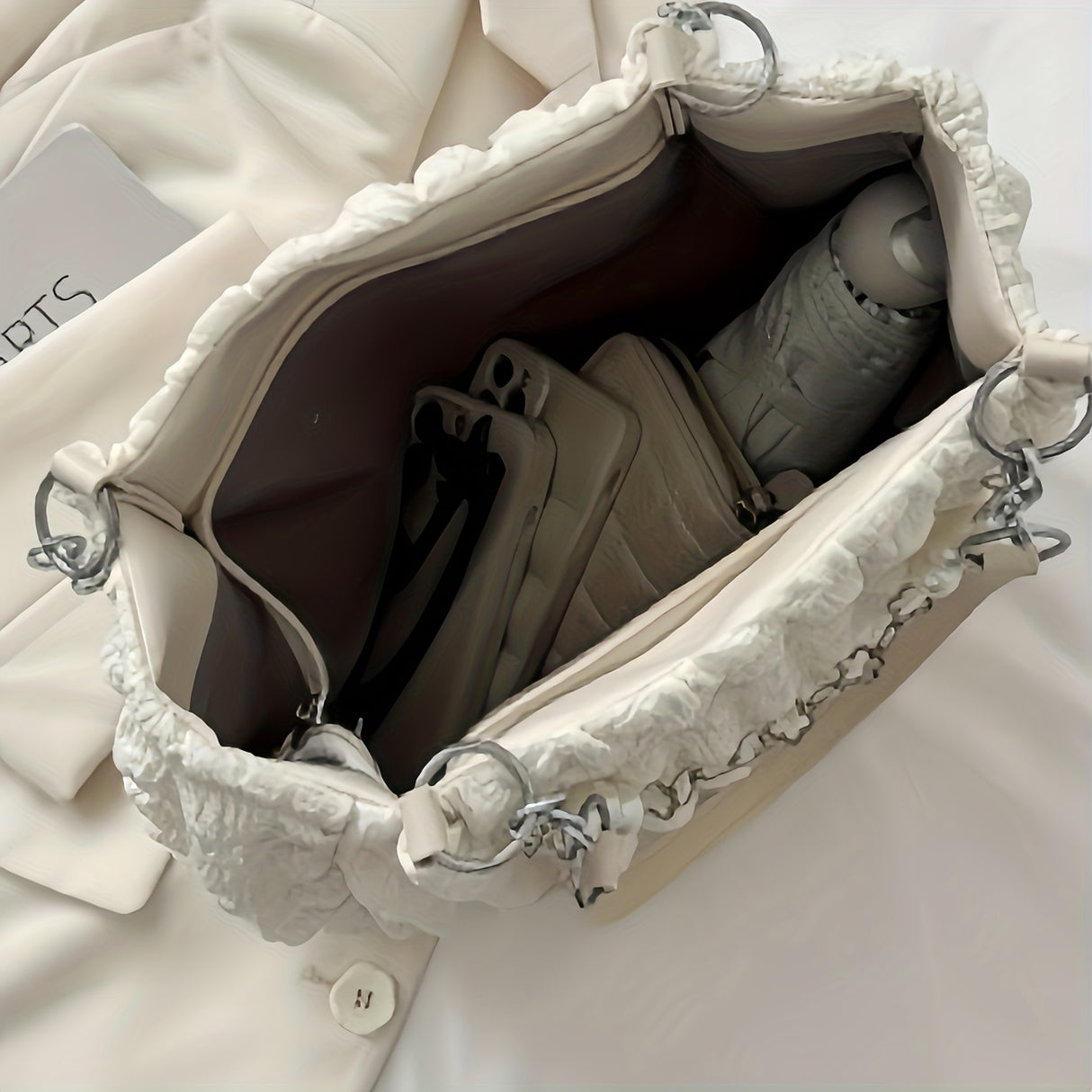 Pleated Bubble Shoulder Bag, Aesthetic Cloud Ruched Tote Bag, Fashion Soft Handbag For Women