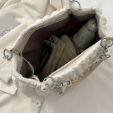 Pleated Bubble Shoulder Bag, Aesthetic Cloud Ruched Tote Bag, Fashion Soft Handbag For Women