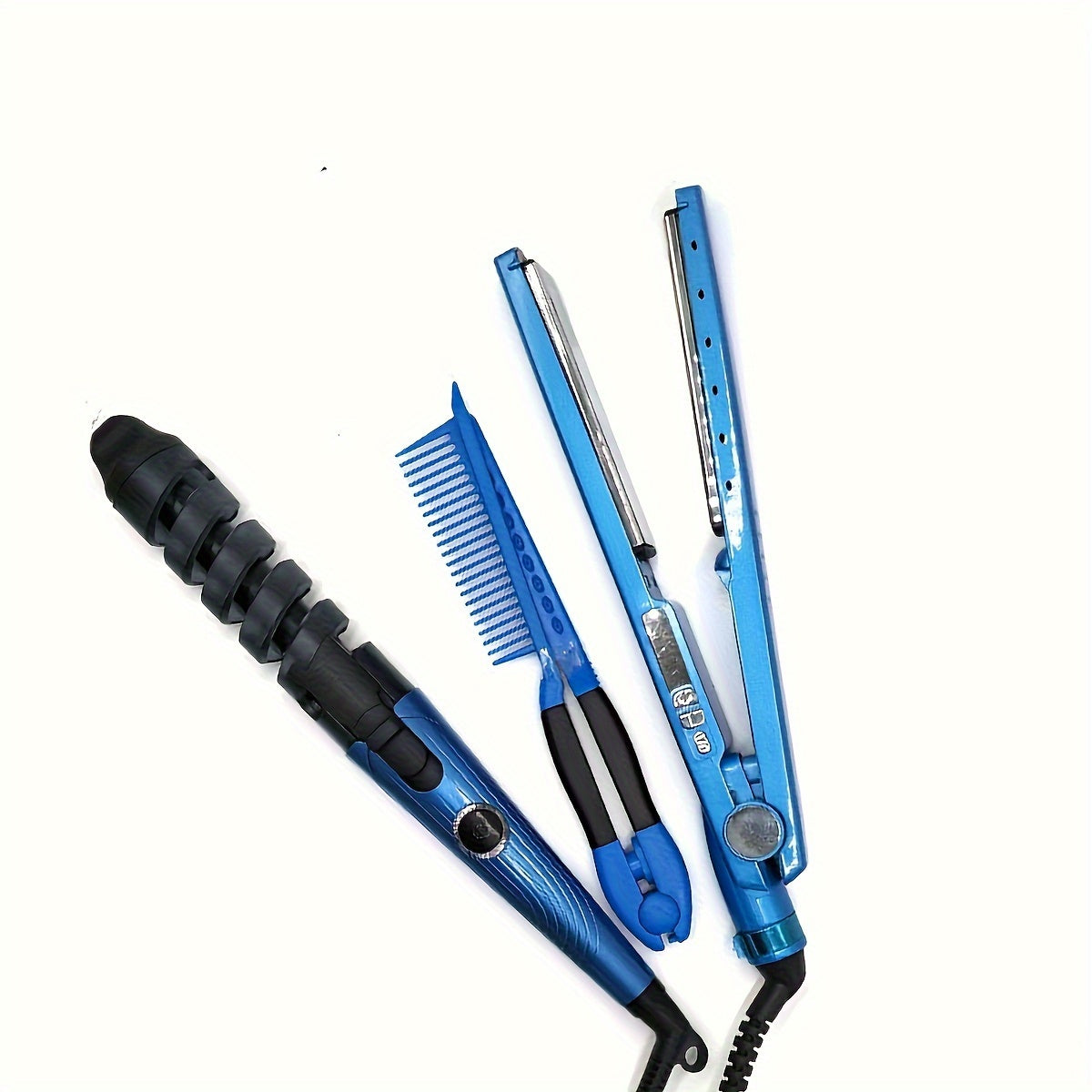 Hair Curling Stick Set, Professional Spiral Hair Curling Wand, Professional Hair Straightener Flat Iron, Hair Straightening Comb
