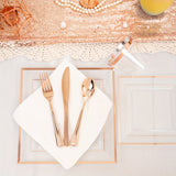 175 PCS Clear Gold Plastic Plates, Gold Plastic Dinnerware Sets Includes: 25 Dinner Plates, 25 Salad Plates, 25 Pre Rolled Napkins with Gold silverware, 25 Cups 9 OZ, Perfect for Wedding and Party (gold/rose gold), Hand washa