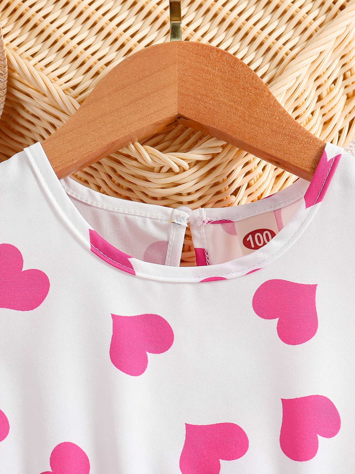 Girls Casual Trendy Cute Heart Graphic Sleeveless Peplum Top & Shorts Set For Summer Holiday Party Kids Clothes