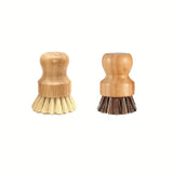 Sustainable Bamboo Dish Brush Set for Kitchen - Reusable, Hard Bristle Scrubbers for Cast Iron Pots & Pans, Natural Cleaning Essentials