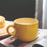 1pc Large-Capacity Solid Color Ceramic Mug - Coffee Cups & Mugs for Breakfast, Oatmeal, Coffee, Tea, and Water - Creative Household Essentials with Durable Design and Easy Grip Handle