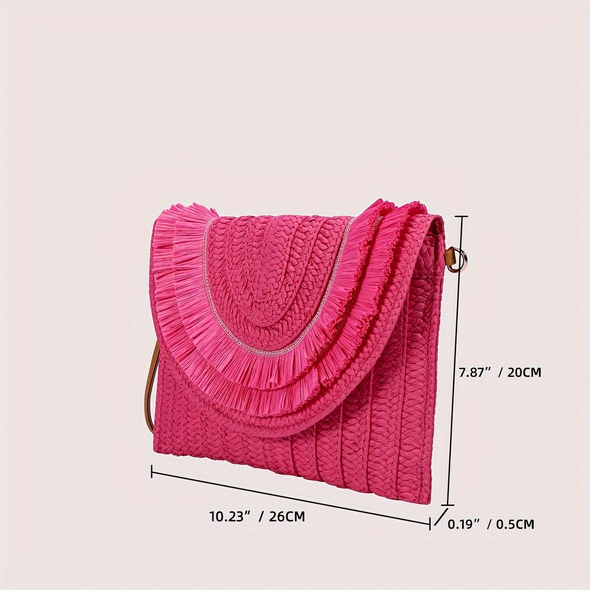 Trendy Fringe Straw Clutch Bag - Fashionable Woven Design with Secure Flap Magnet Closure - Stylishly Versatile Solid Color Purse & Wristlet