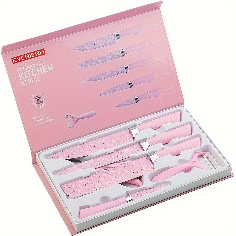 6-Piece Kitchen Knife Set - Ultra-Sharp Stainless Steel Blades with Non-Stick Coating, Dishwasher Safe - Includes 4 High-Quality Knives, Scissors, and Grater for Professional Chefs