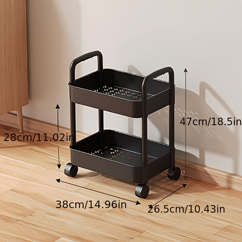 1pc Compact Storage Cart - Versatile Floor Storage for Snacks, Books, Bathroom Essentials, and Kitchen Utensils with Wheels - Perfect for Home Organization and Decluttering, Essential Storage Supplies