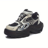 Women's Fashion Trendy Thick Bottom Running Shoes, Versatile Breathable Lace Up Chunky Sneakers