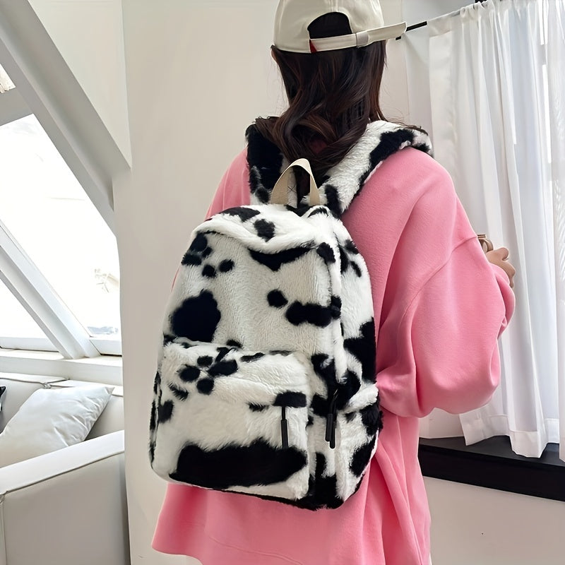 Cow Plush Backpack, Niche Schoolbag, College Student School Bag