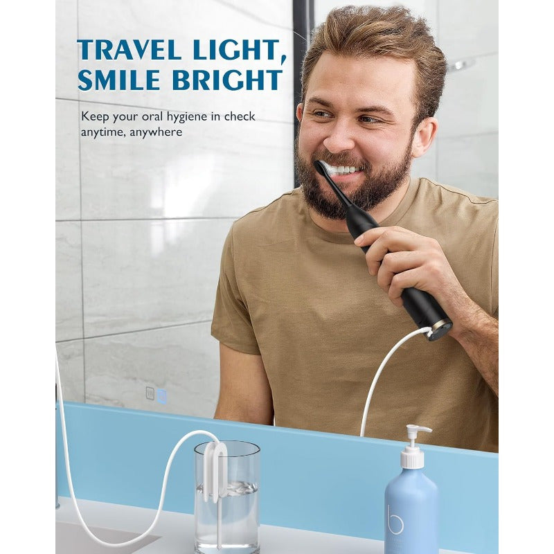 AGPTEK Professional Flossing Toothbrush, Electric Toothbrush with Water Flosser Combo, 5 Modes Teeth Cleaner, 5 Water Pressure Oral Irrigator, 16.91oz Water Tank for Home, Portable Tube for Travel
