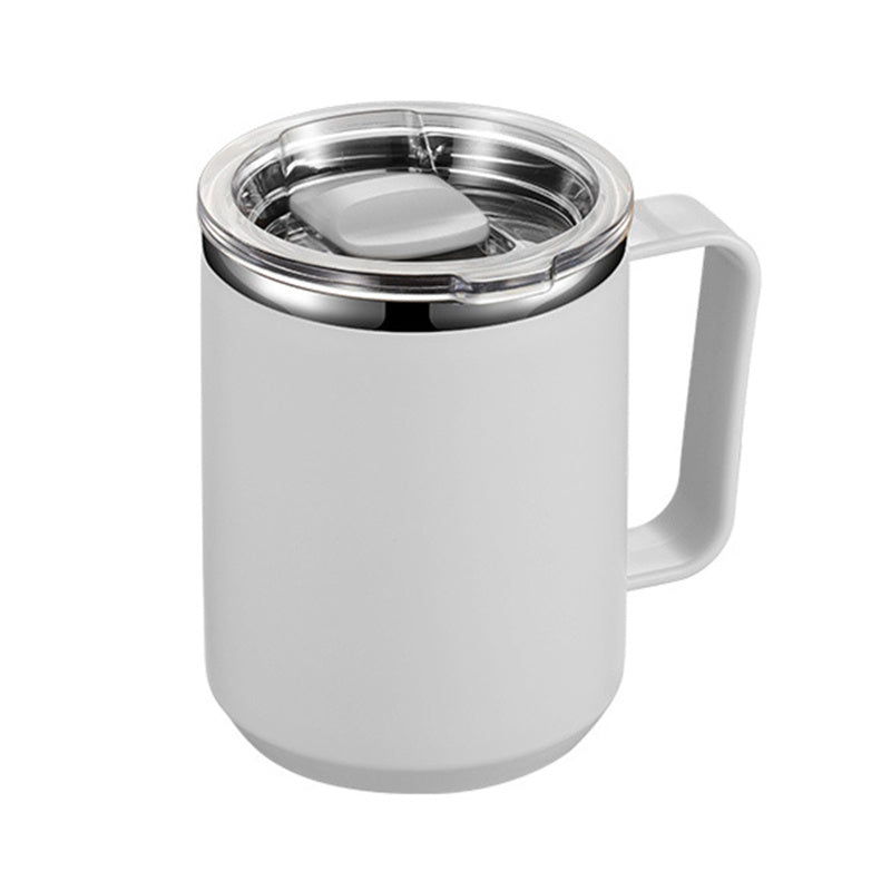 Ins Style Simple Office Water Cup with Lid and Handle Stainless Steel Afternoon Tea Coffee Mug