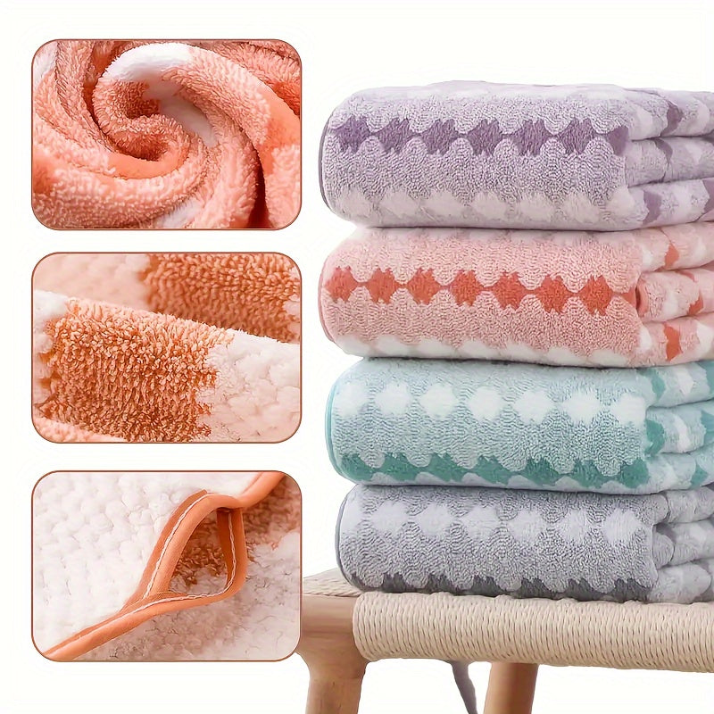 4-Pack Space-Themed Bath Towel Set, Quick-Dry Absorbent Towels, 27.6x55 inches, 300gsm, for Pool Party, School, Camping, Modern Geometric Pattern, Rectangular, High Absorbency, Knitted Fabric, Home Bathroom Essentials