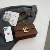 Luxury Quilted Crossbody Bag for Women - Stylish Chain Shoulder Bag with Solid Color Square Purse
