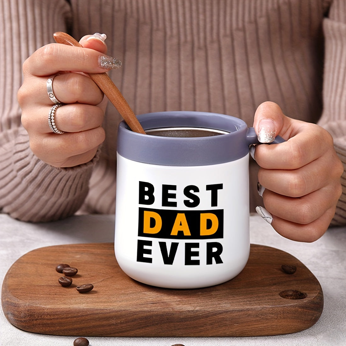 1pc, Gifts For Dad, Dad Mug, Best Dad Ever Mug, Dad Gifts, Insulated Coffee Mug With Handle And Lid, Funny Dad Christmas Birthday Gifts For Husband Men Him, Fathers Gift Day From Wife Son Daughter
