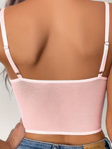 [Everyday Comfort] Chic Blue Lace Floral Cut-Out Cami Top for Women - V-Neck, Scalloped Trim, Sexy & Stylish, Versatile for Layering or Solo Wear, Lace Long Sleeve Top