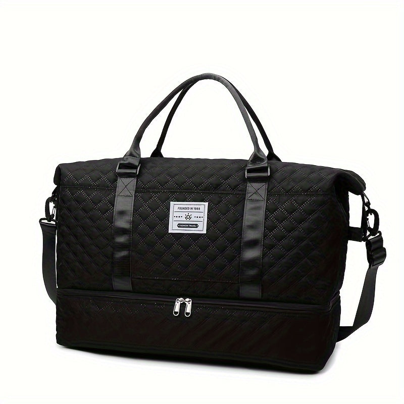 Large Capacity Travel Duffel Bag in Oxford Fabric, Portable Sports Gym Storage Bag, Weekend Overnight Bag for Women