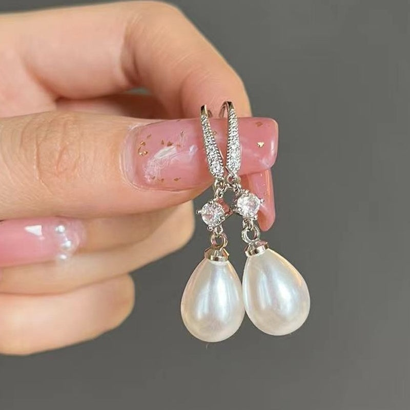 Elegant Ladies Imitation Pearl Pendant Dangle Earrings Bridal Romantic EngaSynthetic Gemstoneent Jewelry Anniversary Gift Jewelry
