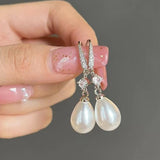 Elegant Ladies Imitation Pearl Pendant Dangle Earrings Bridal Romantic EngaSynthetic Gemstoneent Jewelry Anniversary Gift Jewelry