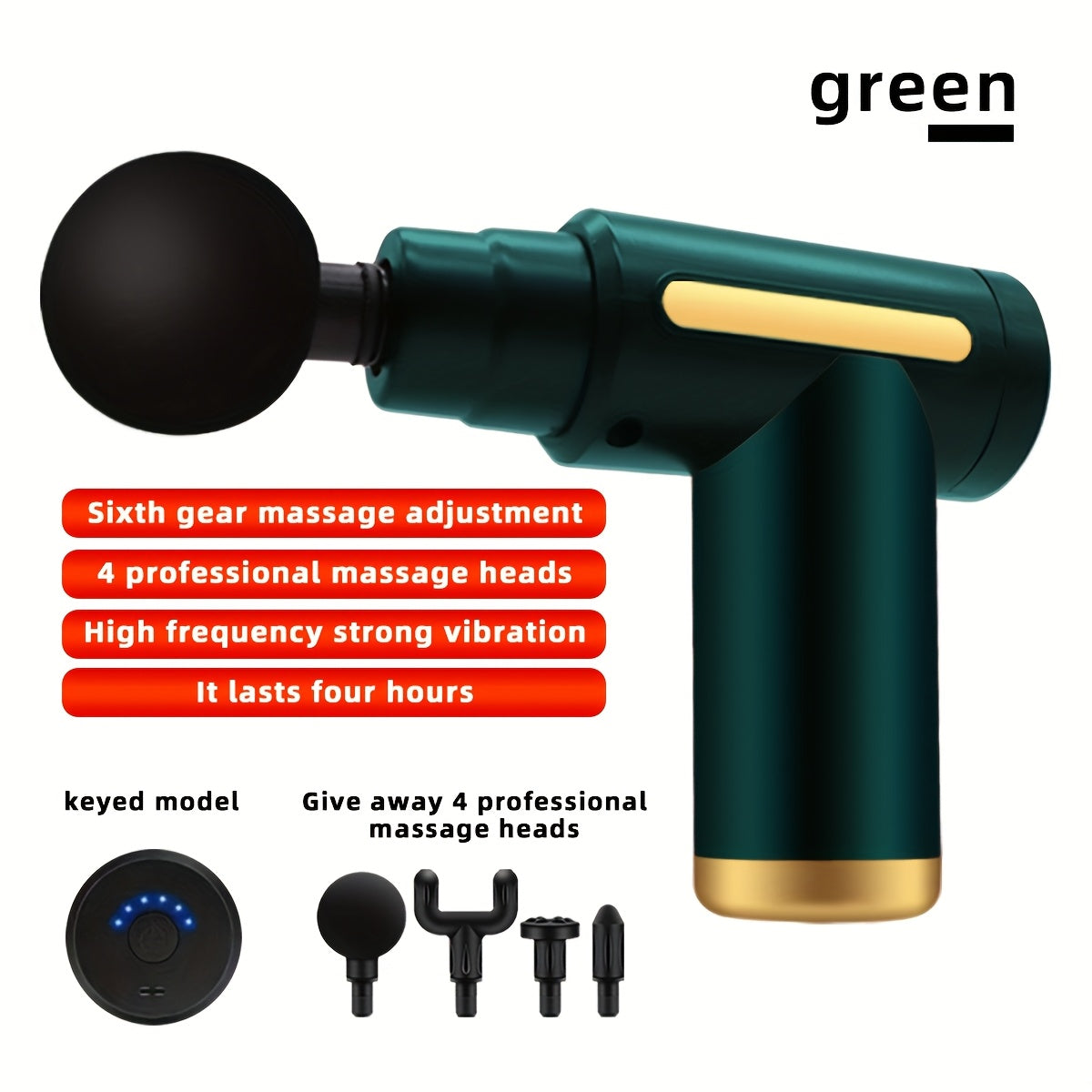 Ultra-long Battery Life, Four Kinds Of Massage Heads Can Be Replaced With Massage Guns MINI Convenient TYPE-C Electric Massager, Six-speed Adjustable Mute Fascia Gun, Multi-function Button Fascia Gun.