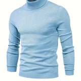 All Match Knitted Sweater, Men's Casual Warm Slightly Stretch Lapel Neck Pullover Sweater For Men Fall Winter
