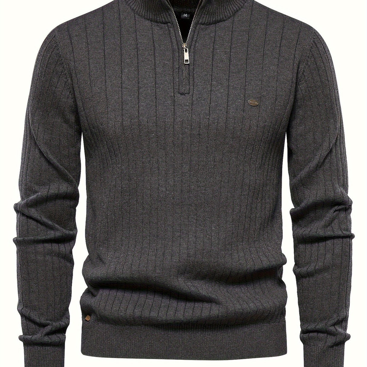 Men's Casual Cotton Warm Slightly Stretch Half Zipper Stand Collar Pullover Sweater For Men Fall Winter