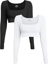 Women'S High-Intensity Yoga & Fitness Long Sleeve Crop Tops - Slimming, Stretchy, Four Seasons, Versatile Wear (2pcs Set), High-Waisted Design, Breathable Fabric, No Belt, Stretchy Fabric, Crop Top, Solid Color