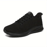 Men's Trendy Knitted Breathable Lightweight Shock-Absorbing Comfy Running Shoes, Spring And Summer
