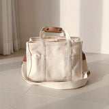 Canvas Tote Bag With Seperations, Durable Lightweight Shoulder Bag, Casual Practical Commuter   Bag